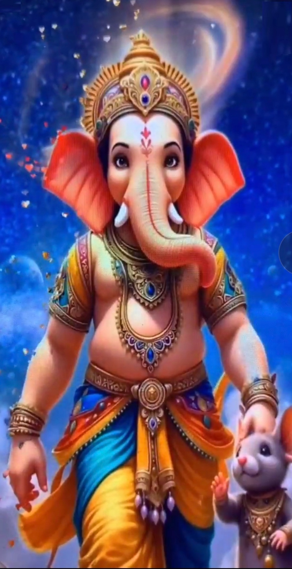 A reverent portrait or iconographic image of Lord Ganesha (गणेश) in the traditional South Indian or Pahari miniature register.